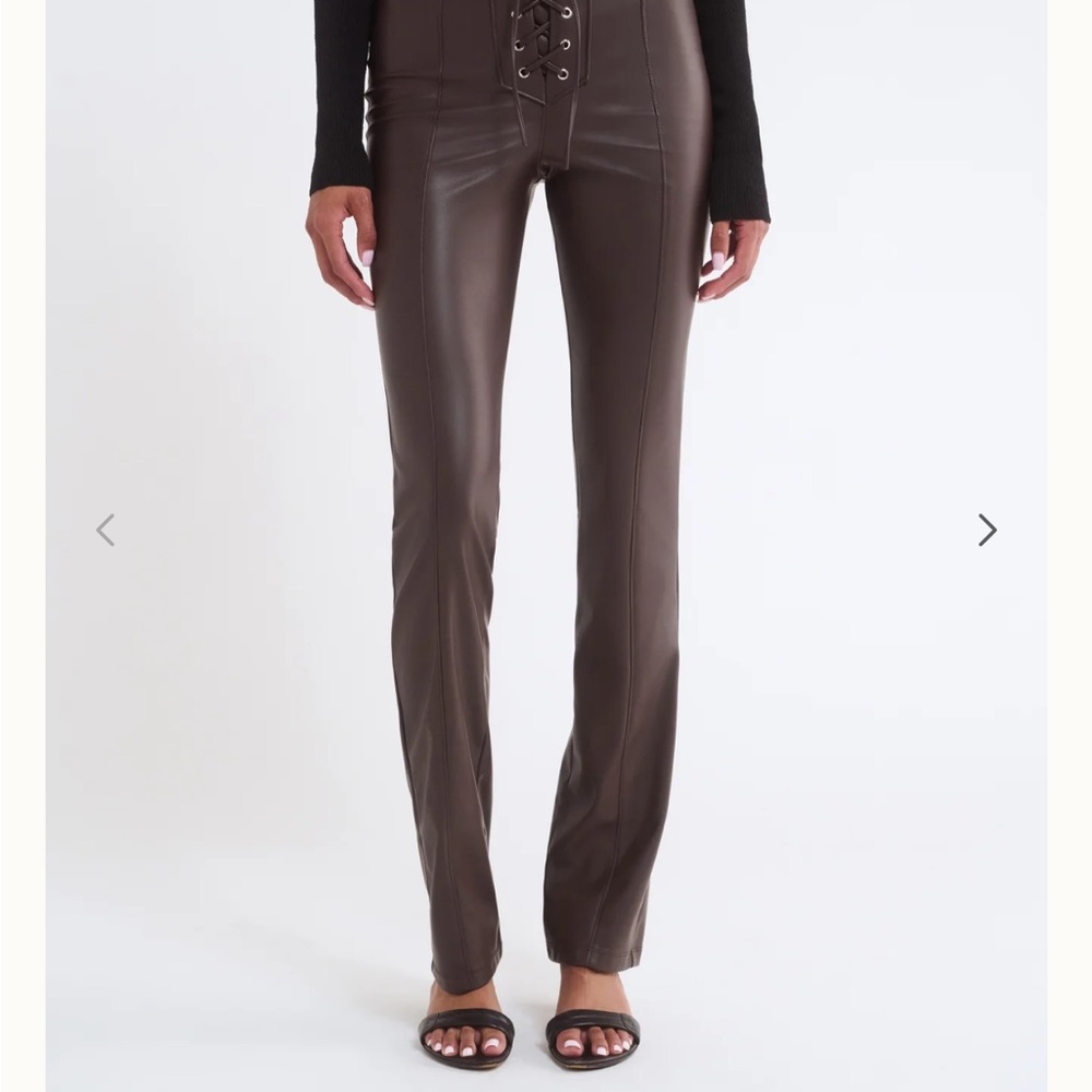 Rumored Chocolate Lace-Up Straight Leg Pants